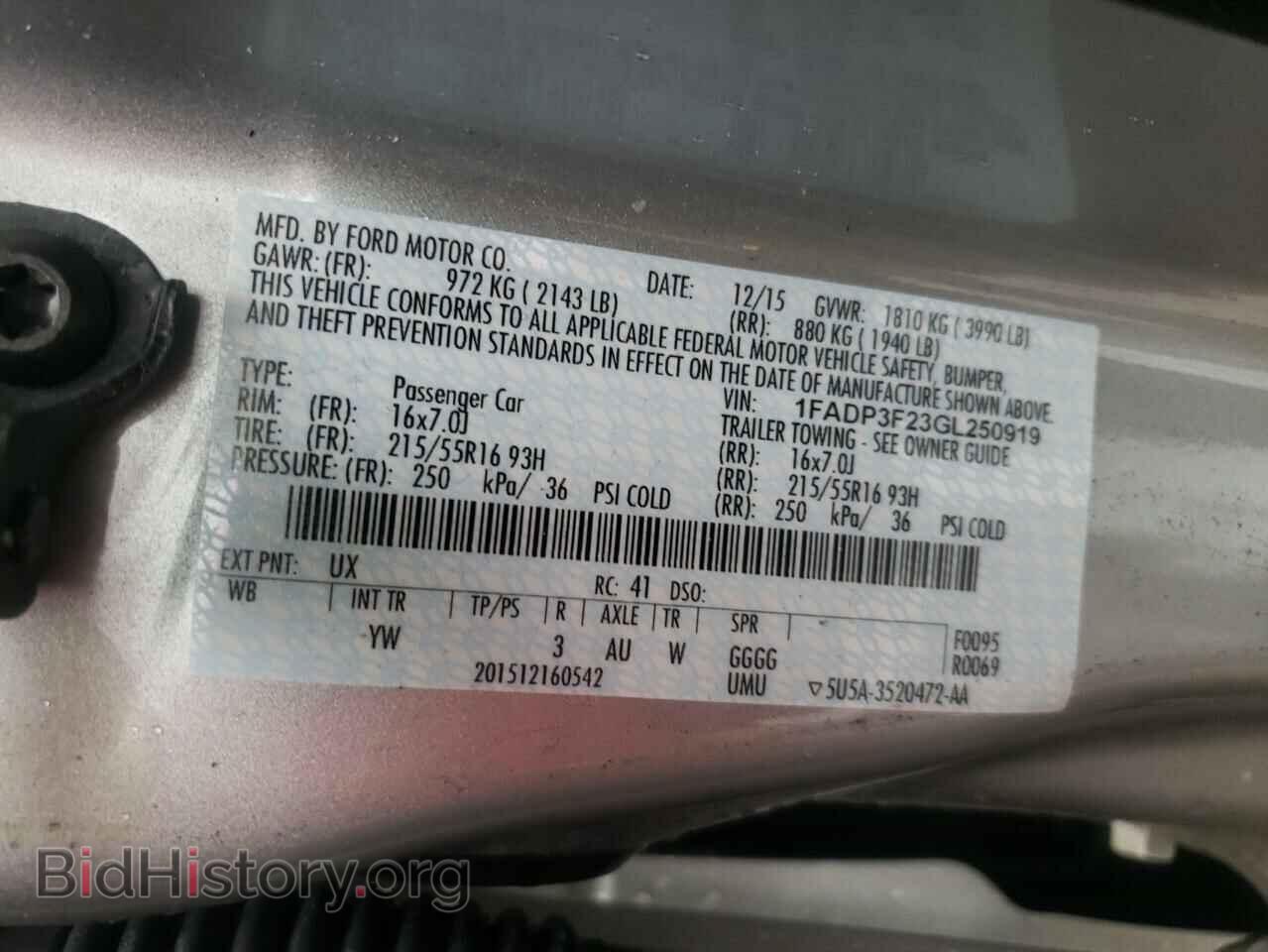 2016 FORD FOCUS - VIN: 1FADP3F23GL250919 - Фото 10