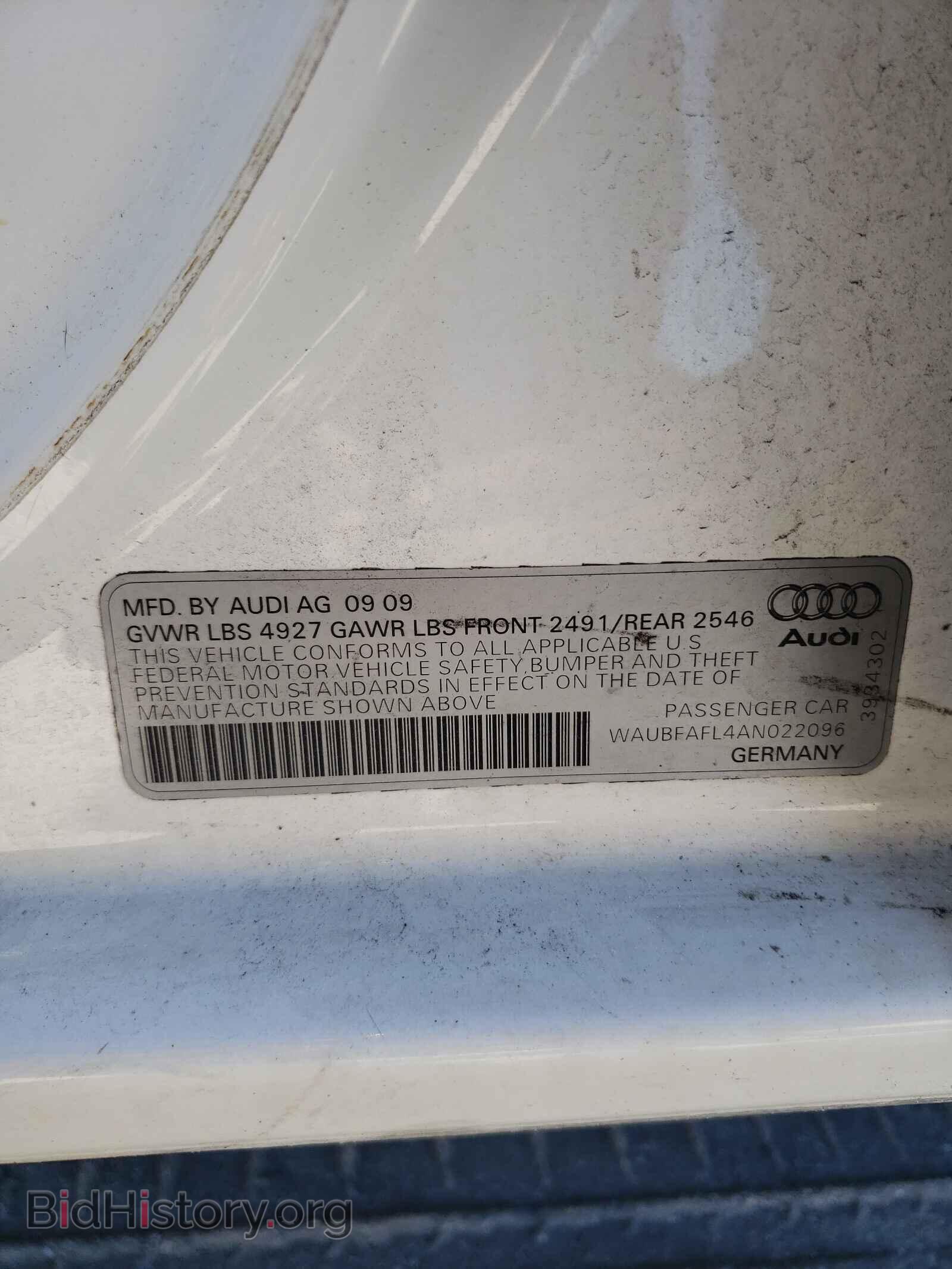 2010 AUDI A4 - VIN: WAUBFAFL4AN022096 - Фото 10