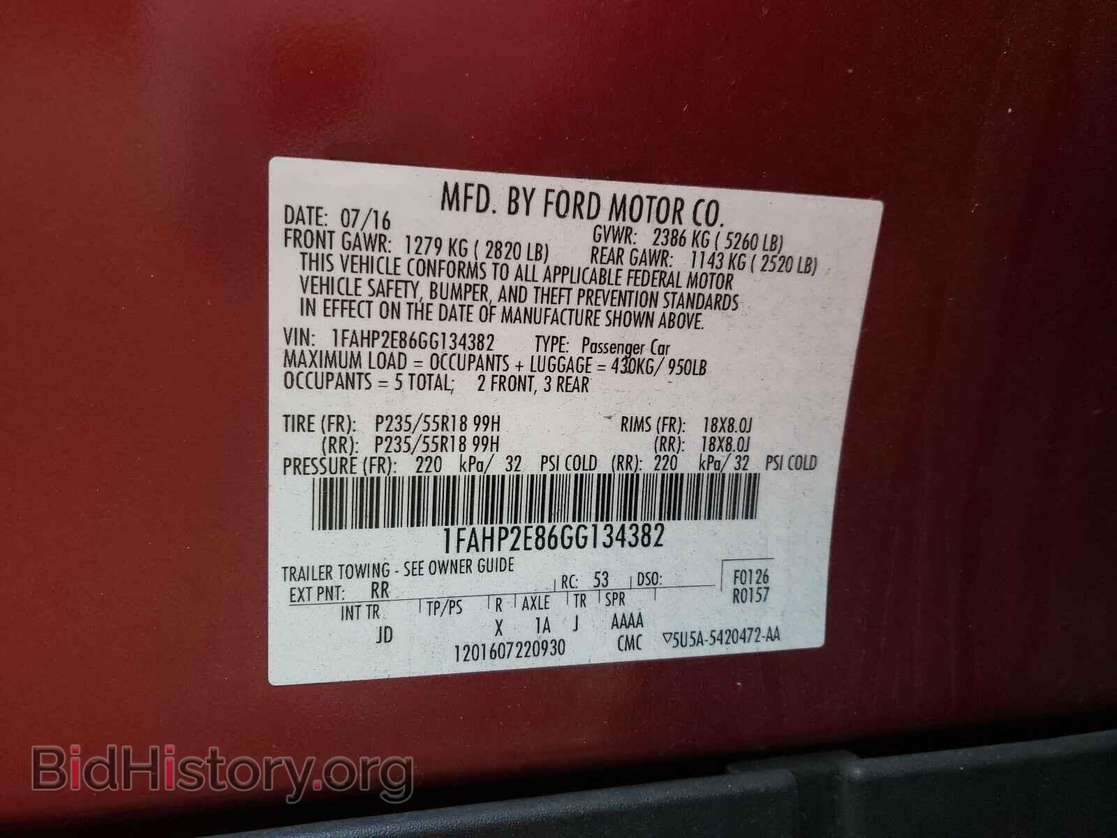 2016 FORD TAURUS - VIN: 1FAHP2E86GG134382 - Photo 10