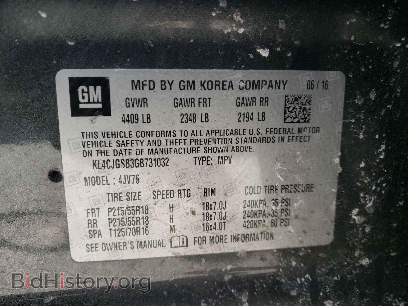 2016 BUICK ENCORE - VIN: KL4CJGSB3GB731032 - Photo 10