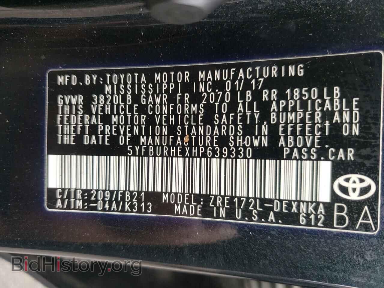 2017 TOYOTA COROLLA - VIN: 5YFBURHEXHP639330 - Photo 10