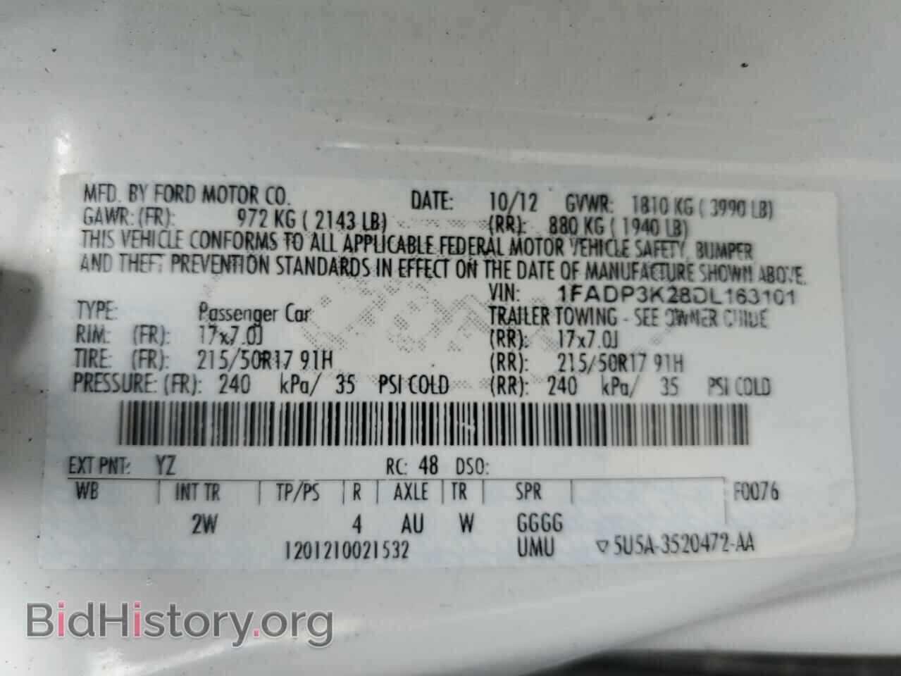 2013 FORD FOCUS - VIN: 1FADP3K28DL163101 - Фото 10