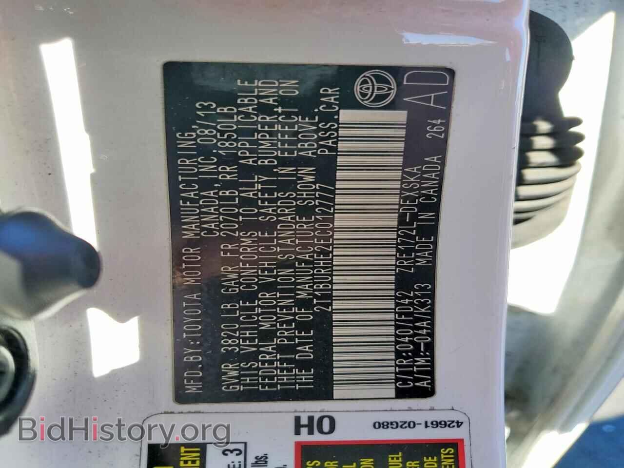 2014 TOYOTA COROLLA - VIN: 2T1BURHE2EC012777 - Фото 12