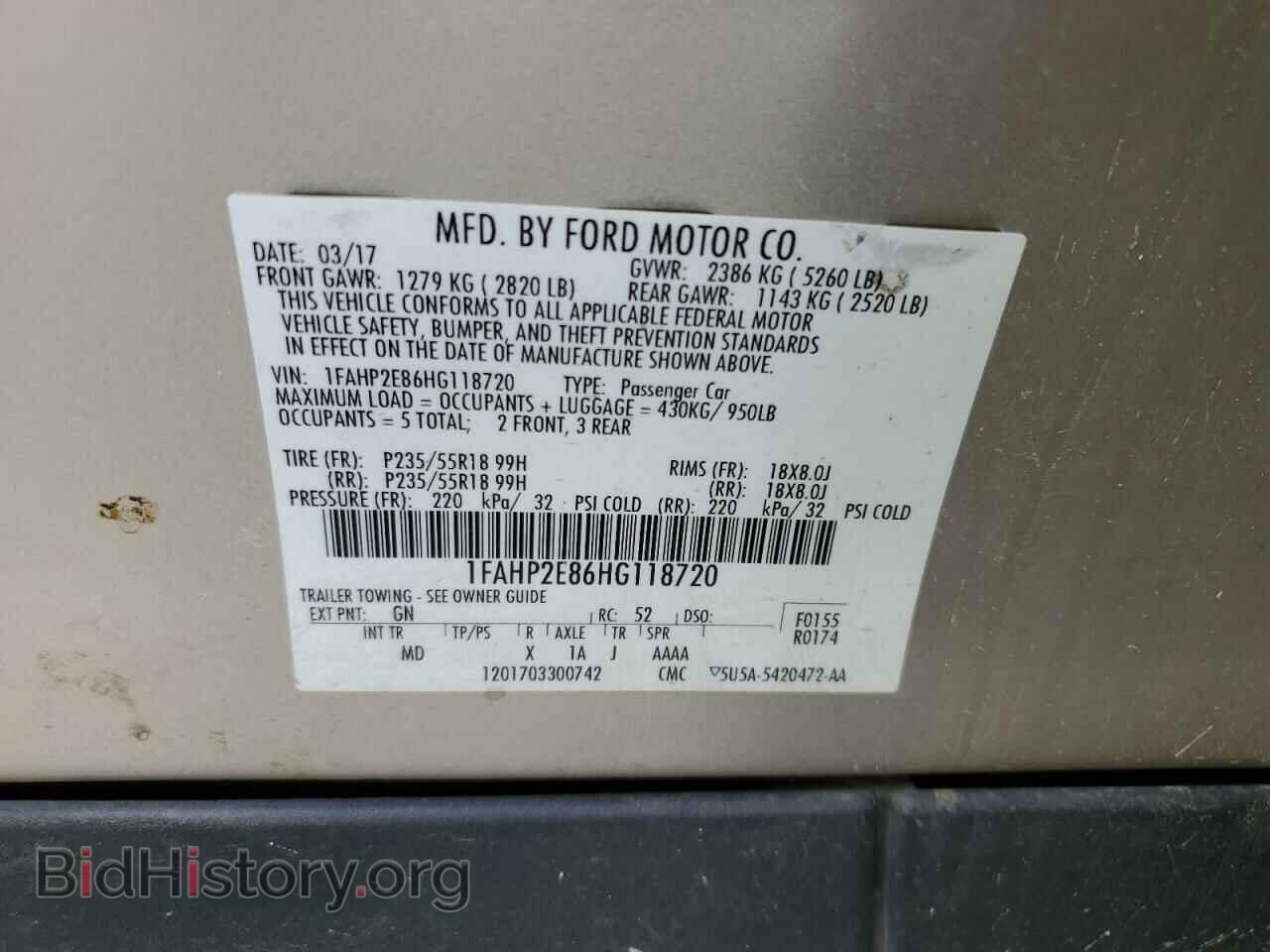 2017 FORD TAURUS - VIN: 1FAHP2E86HG118720 - Фото 12