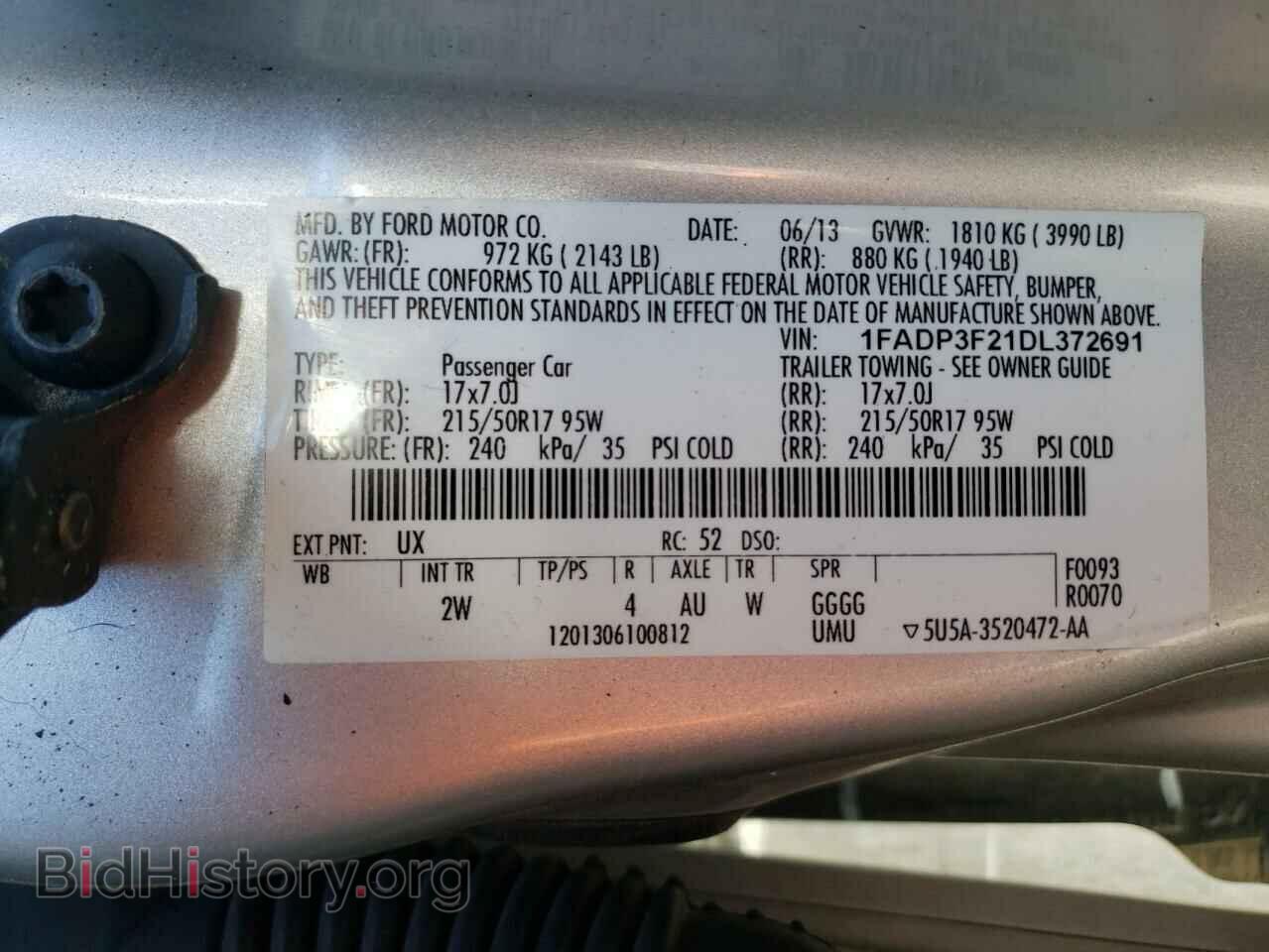 2013 FORD FOCUS - VIN: 1FADP3F21DL372691 - Фото 10