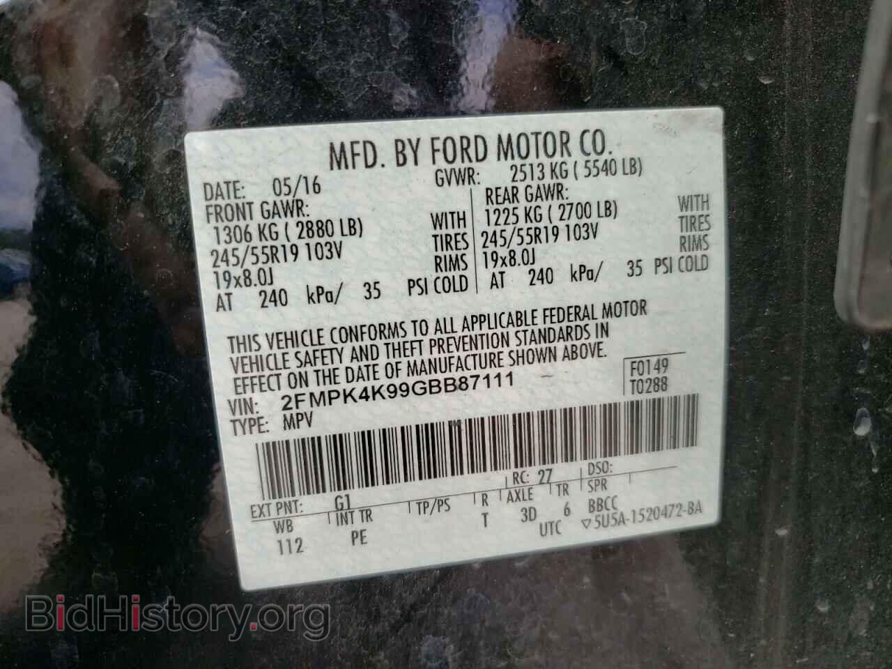 2016 FORD EDGE - VIN: 2FMPK4K99GBB87111 - Photo 10