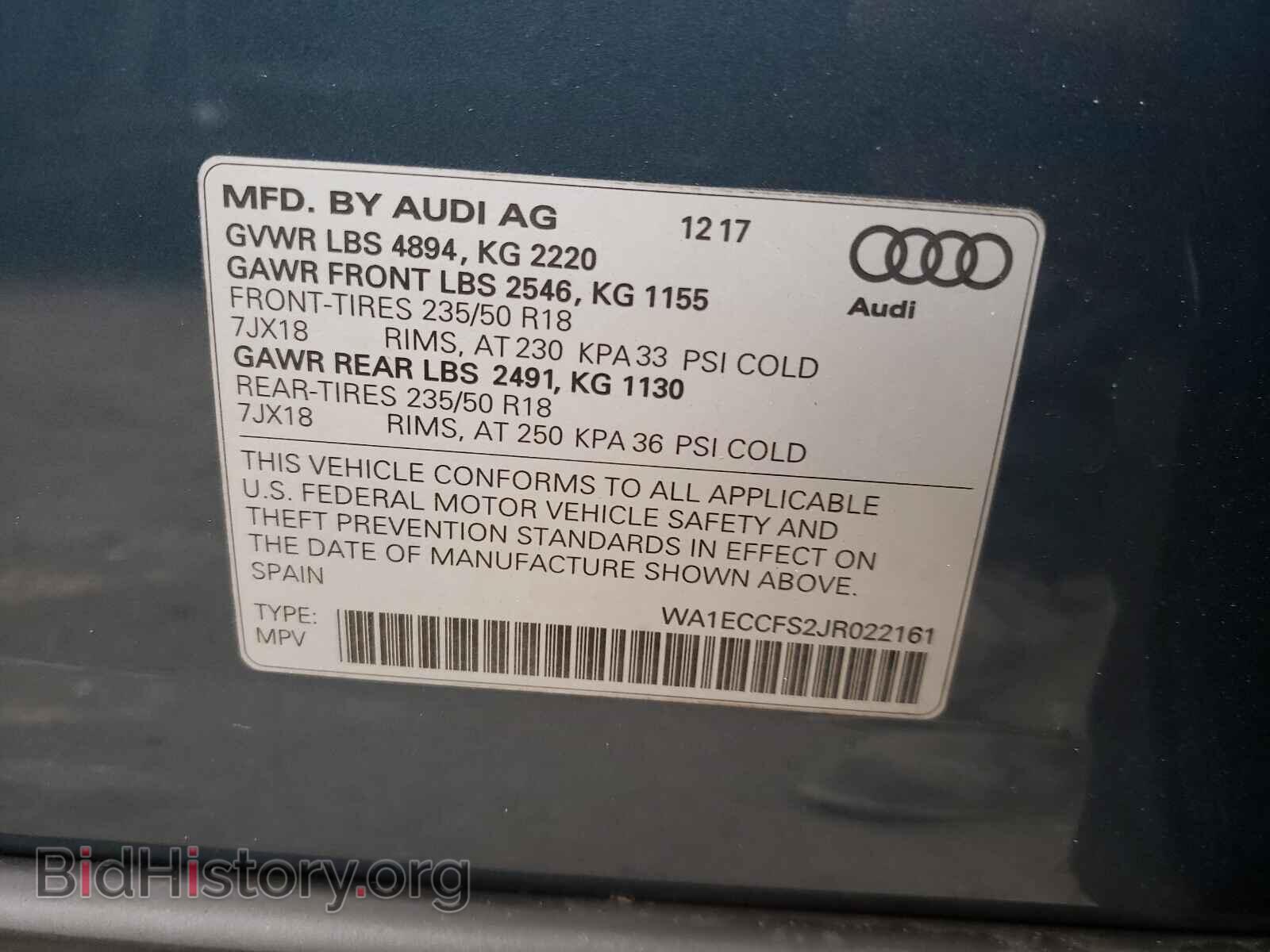 2018 AUDI Q3 - VIN: WA1ECCFS2JR022161 - Фото 10