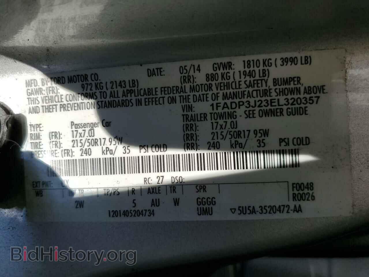 2014 FORD FOCUS - VIN: 1FADP3J23EL320357 - Фото 10
