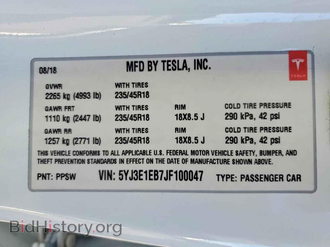 2018 TESLA MODEL 3 - VIN: 5YJ3E1EB7JF100047 - Photo 13