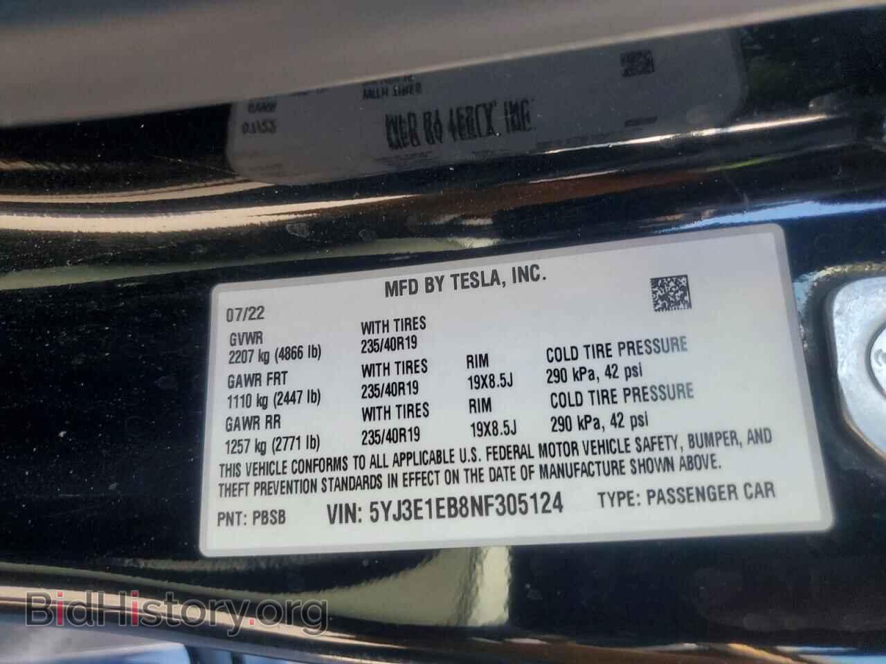 2022 TESLA MODEL 3 - VIN: 5YJ3E1EB8NF305124 - Photo 12