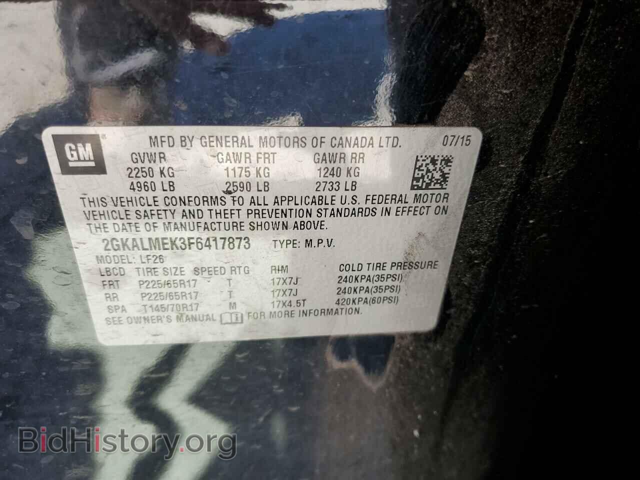 2015 GMC TERRAIN - VIN: 2GKALMEK3F6417873 - Photo 10