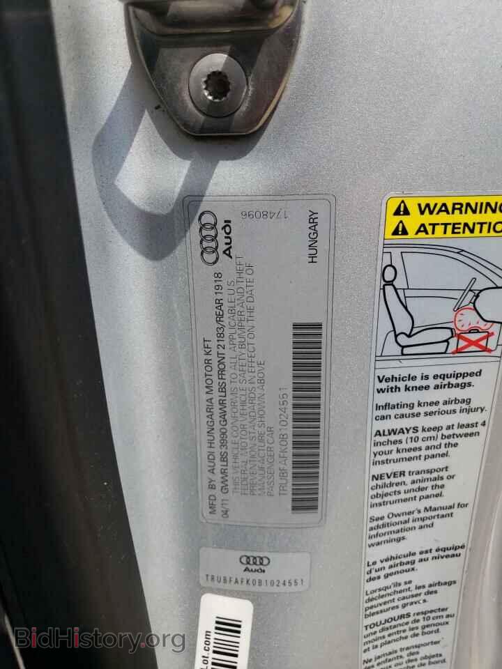 2011 AUDI TT - VIN: TRUBFAFK0B1024551 - Фото 13