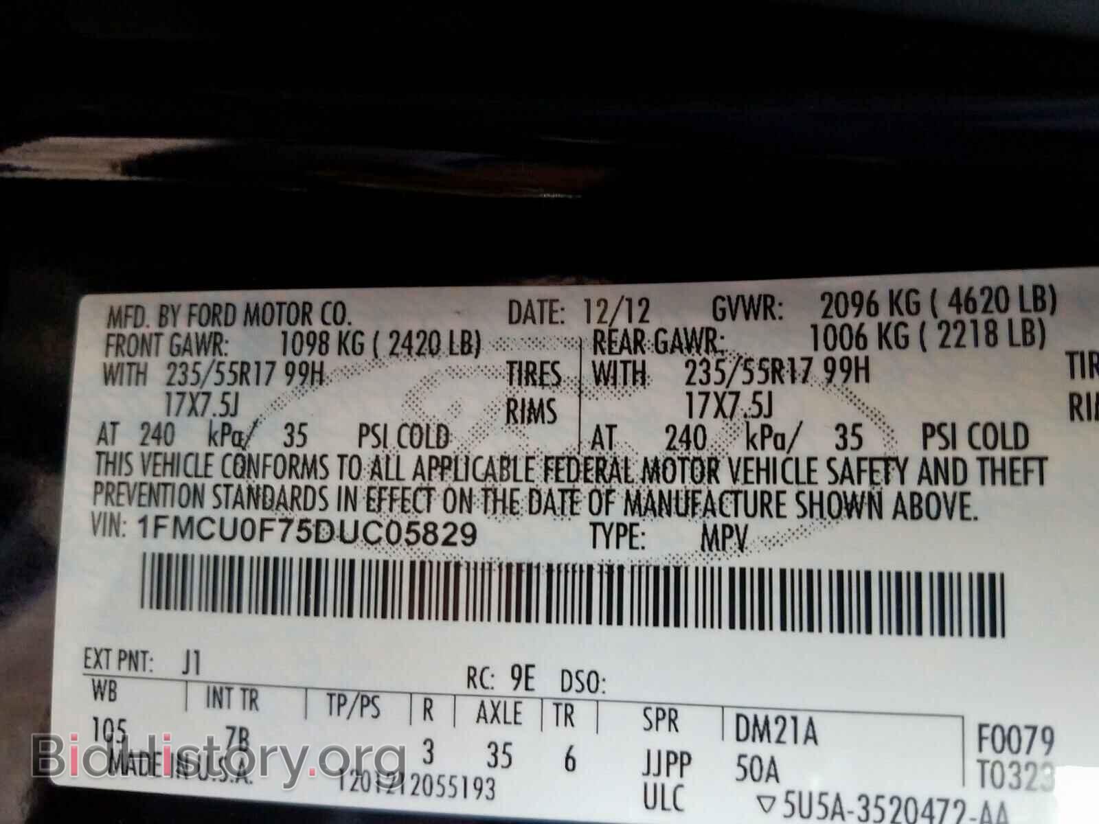 2013 FORD ESCAPE - VIN: 1FMCU0F75DUC05829 - Фото 10