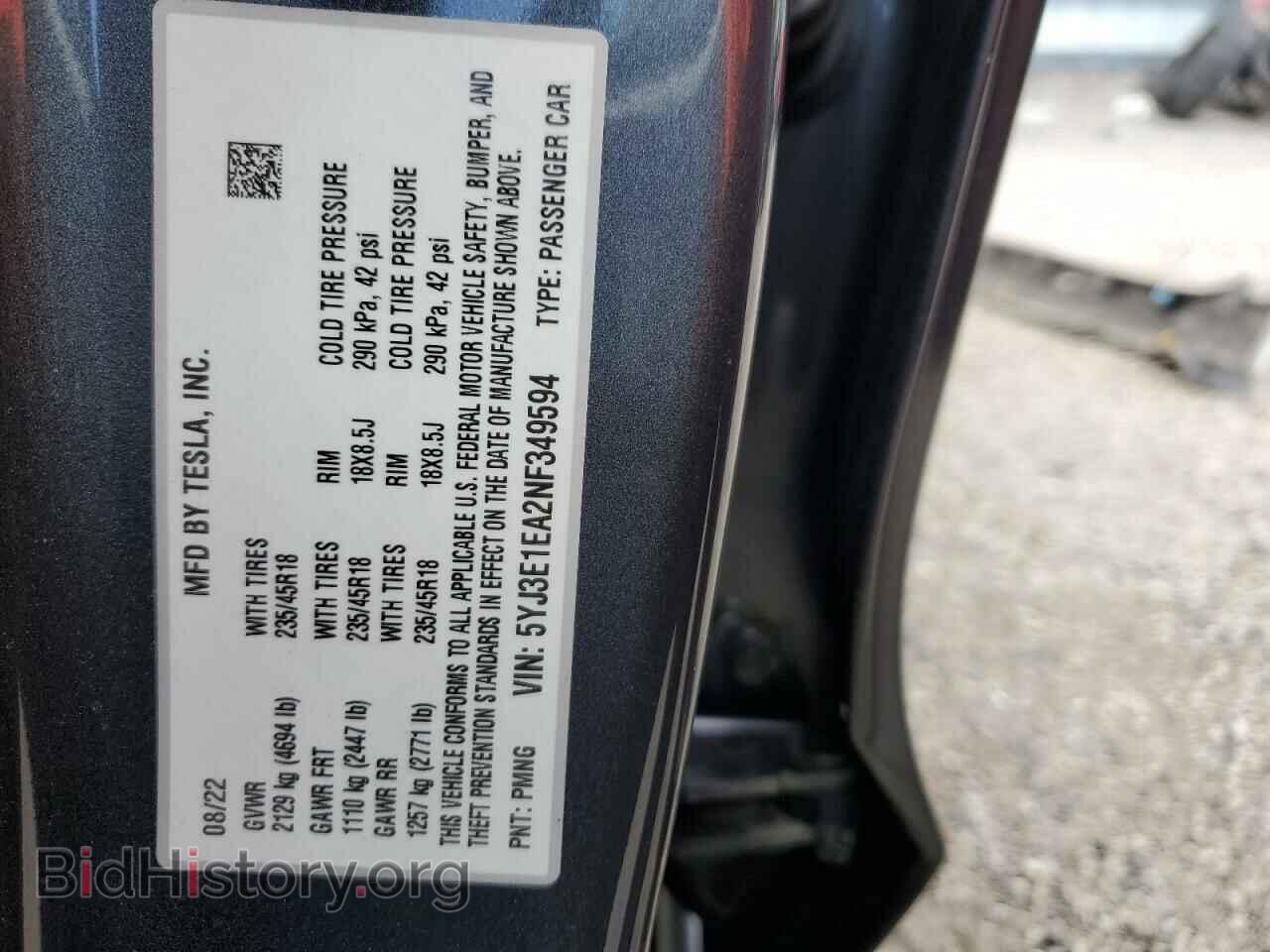 2022 TESLA MODEL 3 - VIN: 5YJ3E1EA2NF349594 - Фото 13
