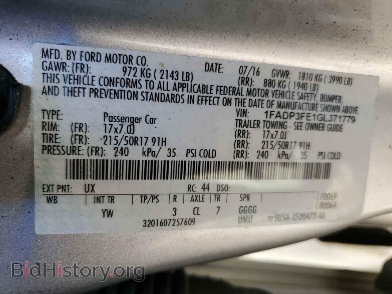 2016 FORD FOCUS - VIN: 1FADP3FE1GL371779 - Фото 10