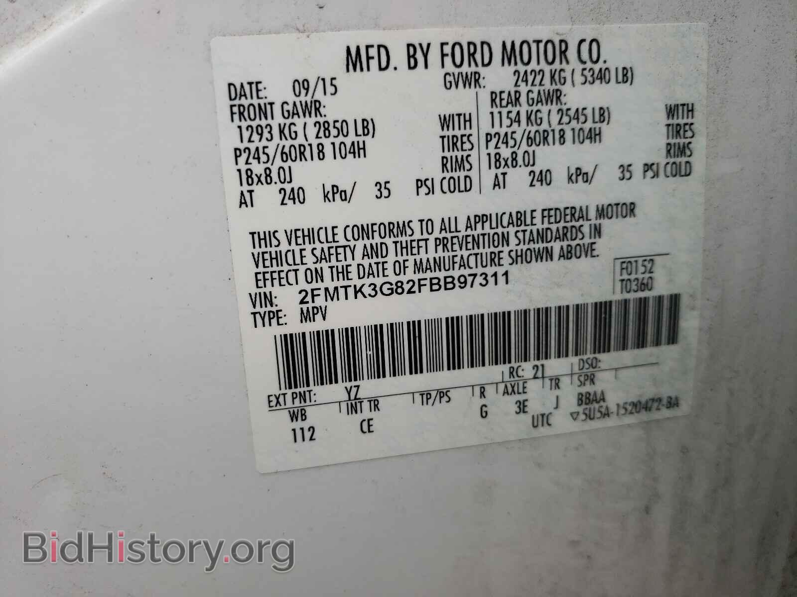 2015 FORD EDGE - VIN: 2FMTK3G82FBB97311 - Photo 10