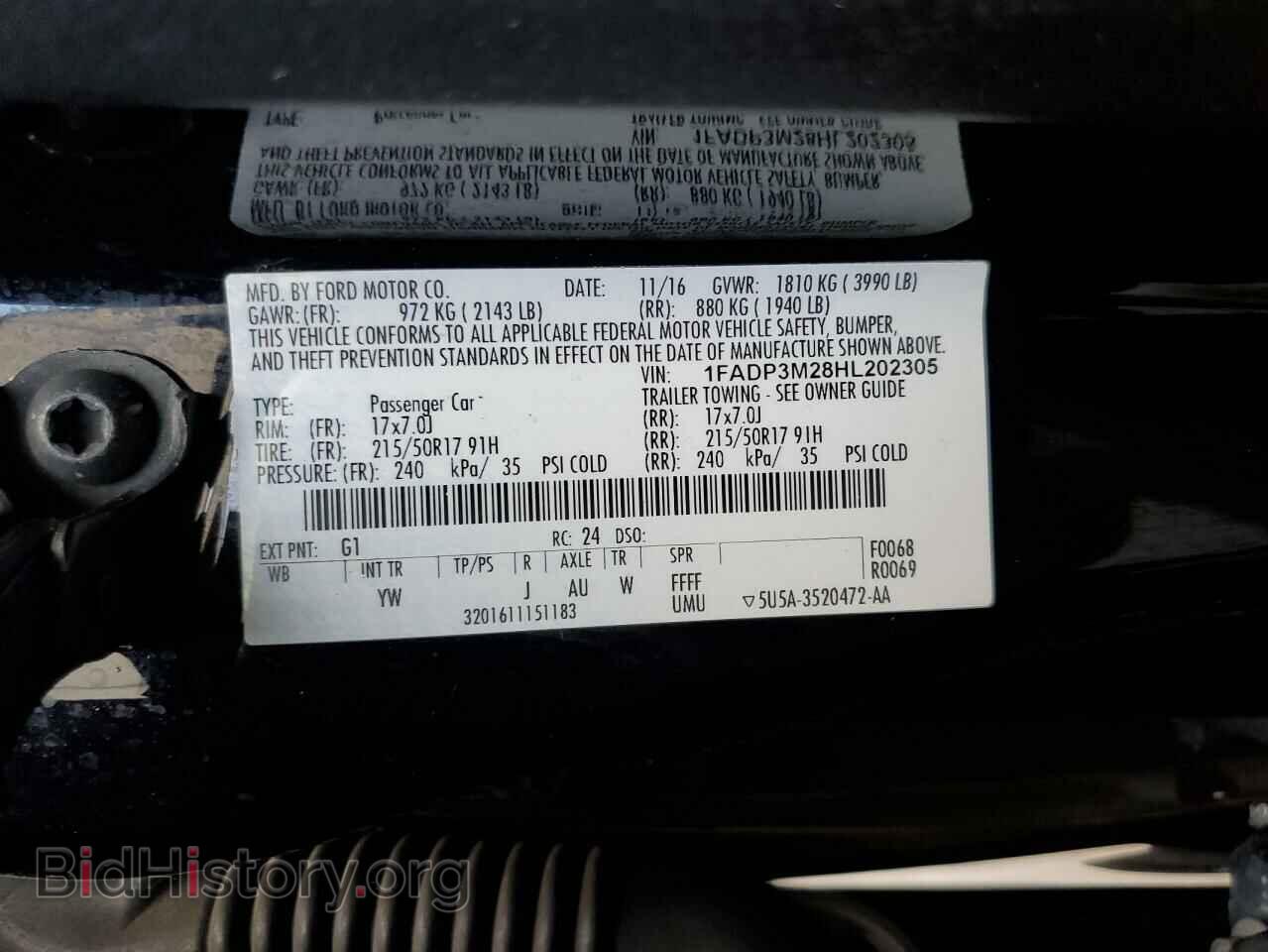 2017 FORD FOCUS - VIN: 1FADP3M28HL202305 - Фото 10