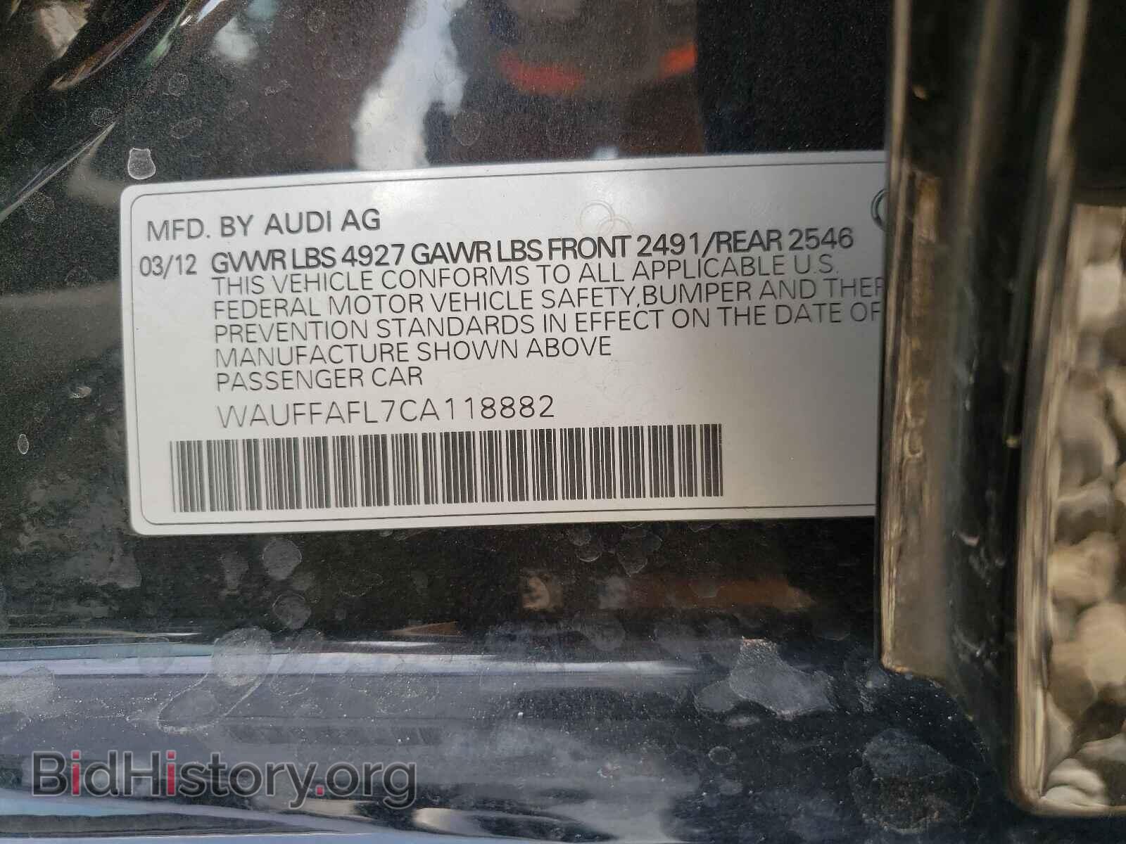 2012 AUDI A4 - VIN: WAUFFAFL7CA118882 - Фото 10