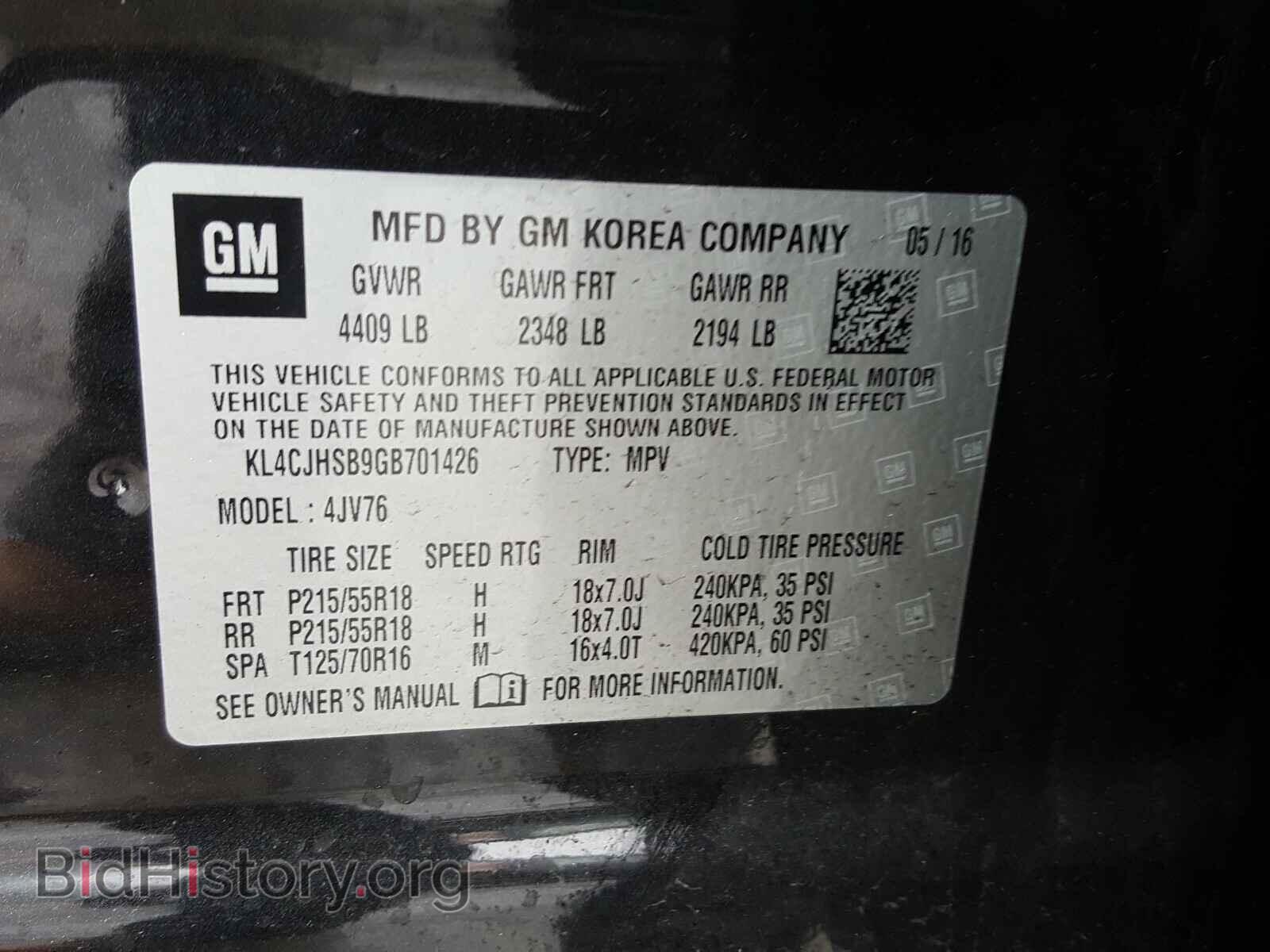 2016 BUICK ENCORE - VIN: KL4CJHSB9GB701426 - Photo 10