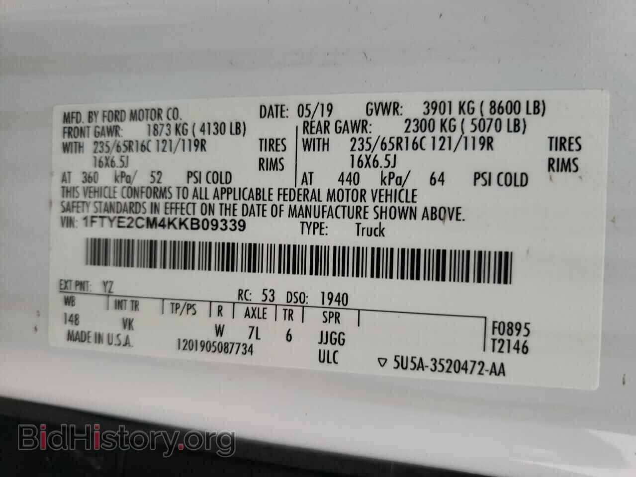 2019 FORD TRANSIT CO - VIN: 1FTYE2CM4KKB09339 - Photo 10