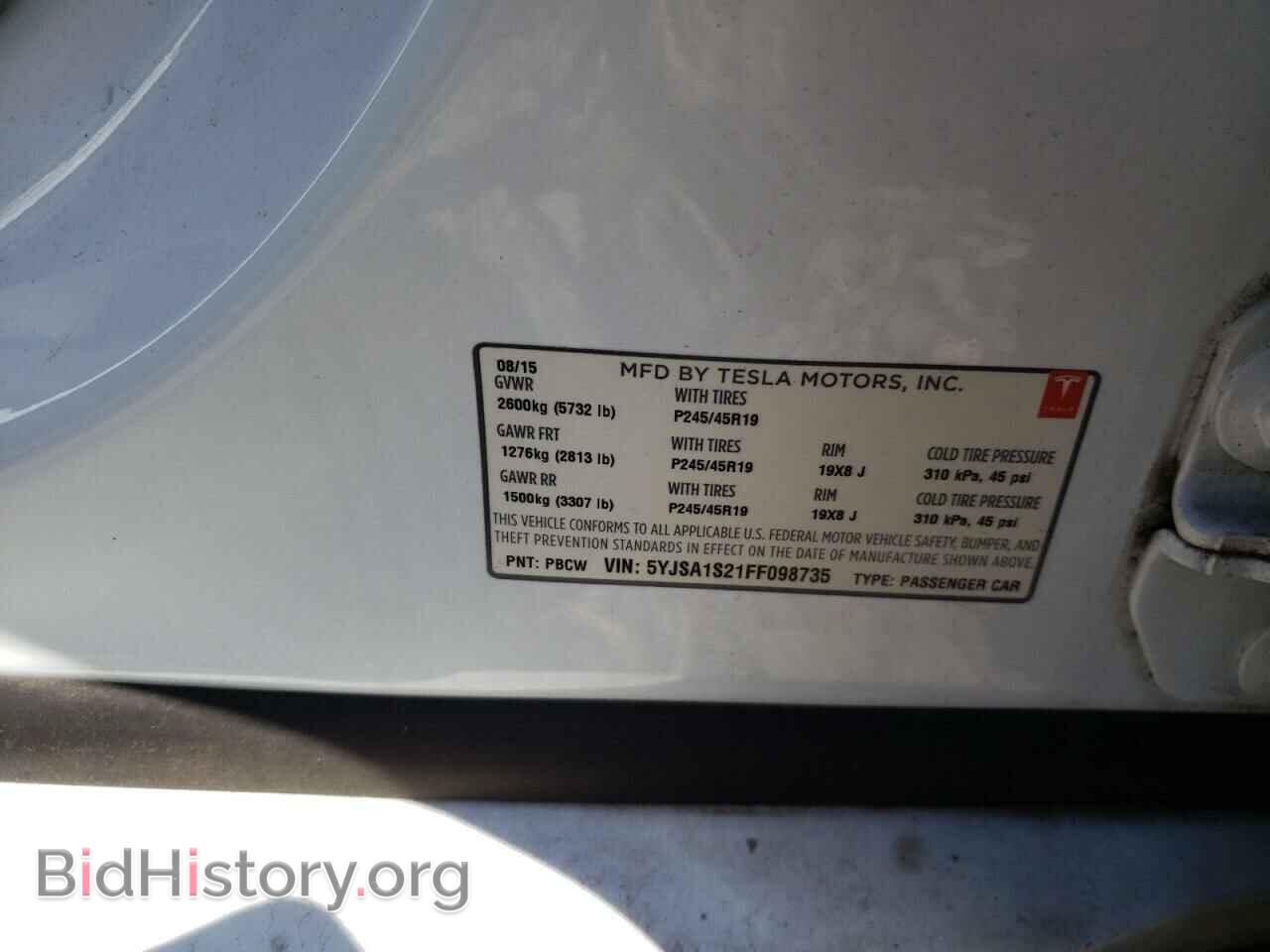 2015 TESLA MODEL S - VIN: 5YJSA1S21FF098735 - Photo 10