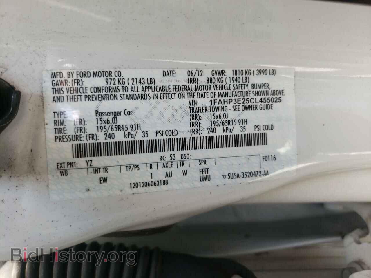 2012 FORD FOCUS - VIN: 1FAHP3E25CL455025 - Фото 10