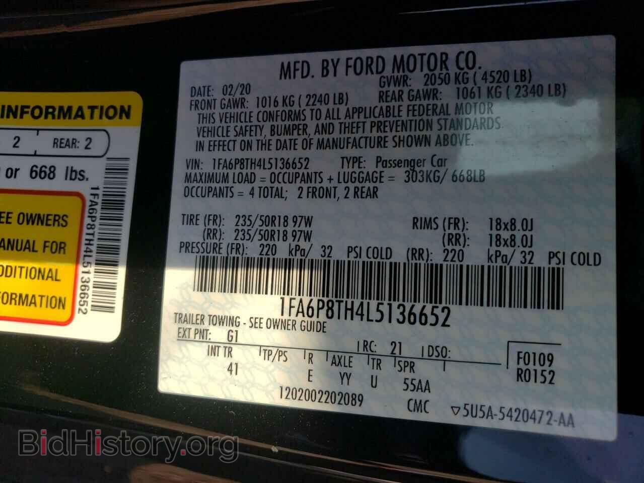 2020 FORD MUSTANG - VIN: 1FA6P8TH4L5136652 - Фото 10