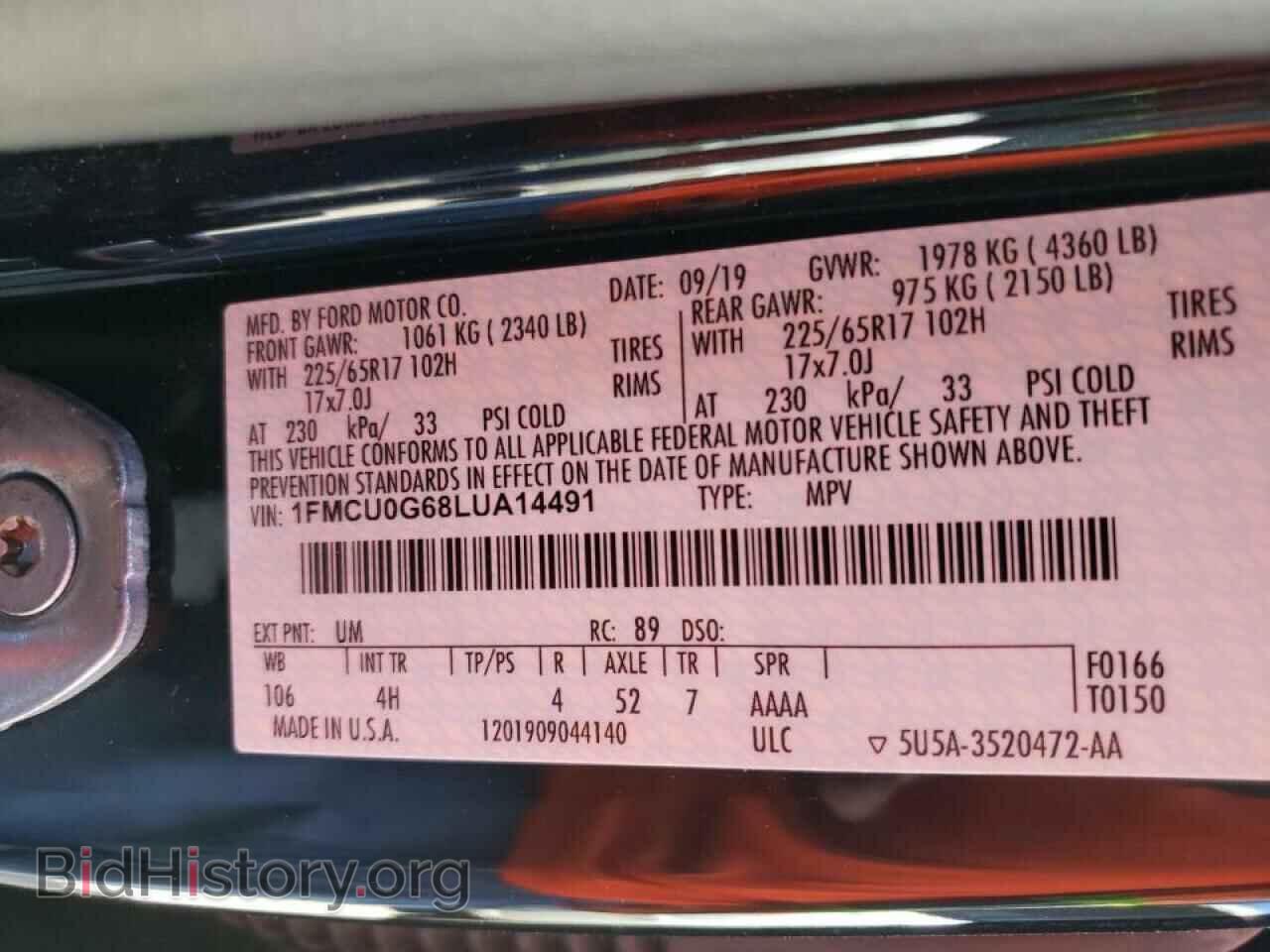 2020 FORD ESCAPE - VIN: 1FMCU0G68LUA14491 - Photo 10