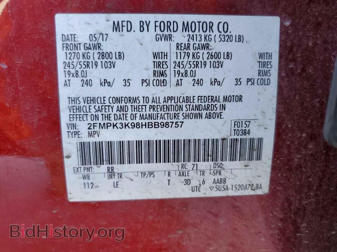 2017 FORD EDGE - VIN: 2FMPK3K98HBB98757 - Photo 10