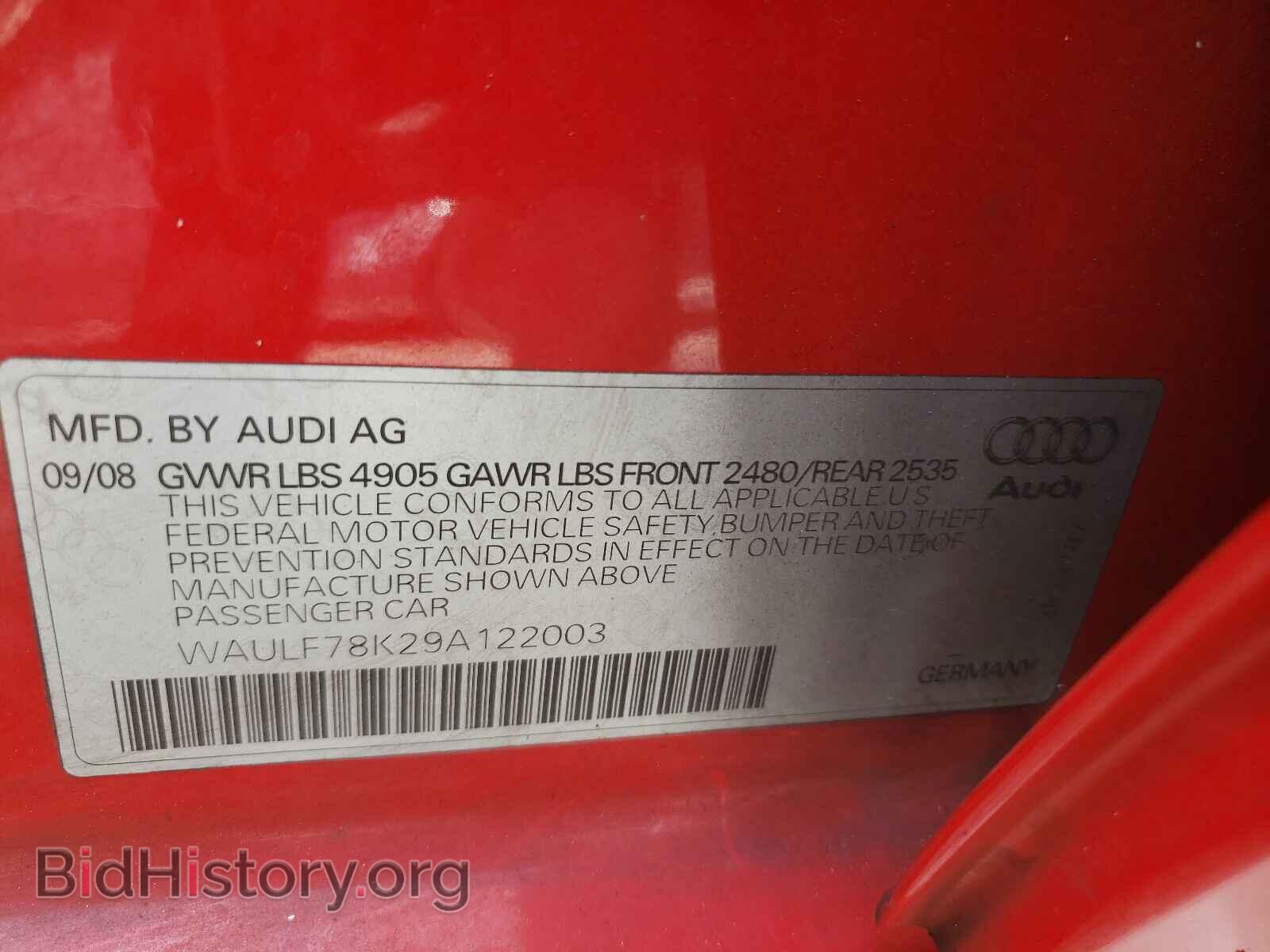 2009 AUDI A4 - VIN: WAULF78K29A122003 - Фото 10