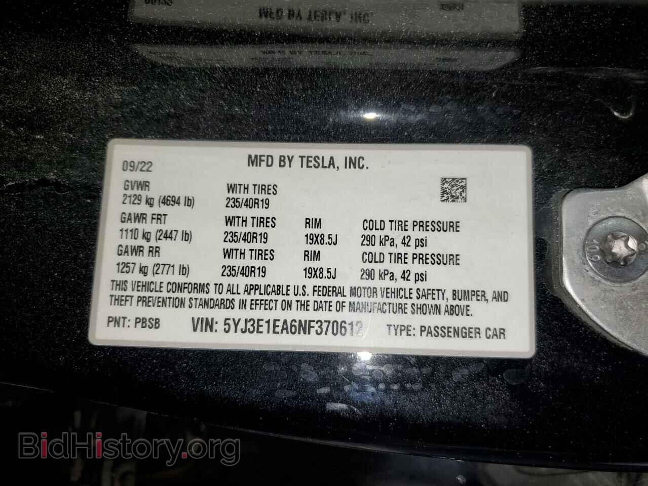 2022 TESLA MODEL 3 - VIN: 5YJ3E1EA6NF370612 - Фото 13