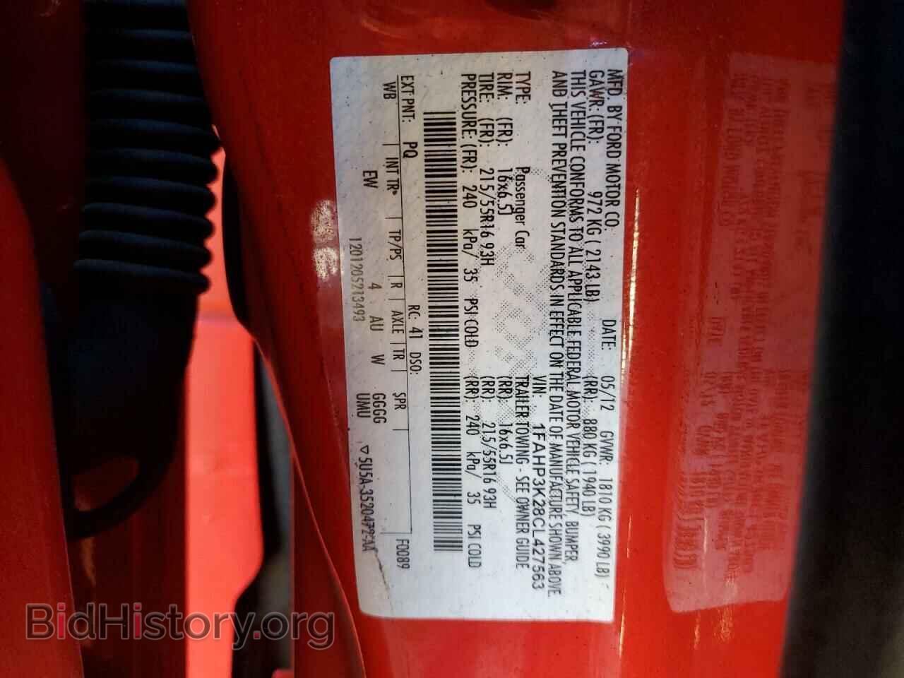 2012 FORD FOCUS - VIN: 1FAHP3K28CL427563 - Фото 10