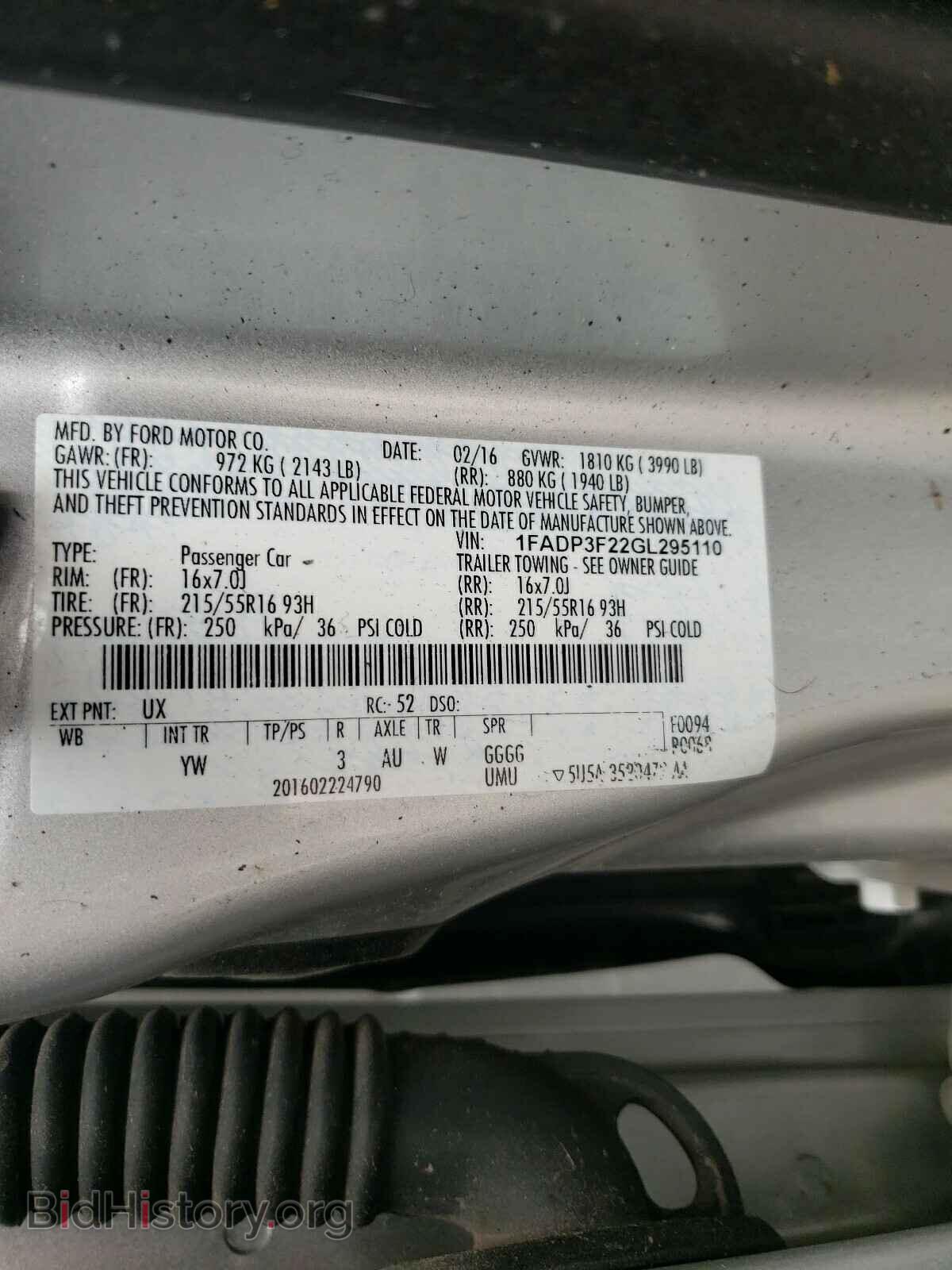 2016 FORD FOCUS - VIN: 1FADP3F22GL295110 - Фото 10
