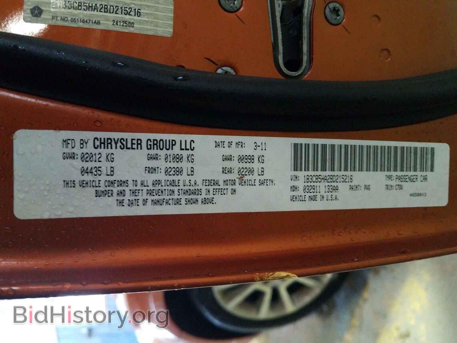 2011 DODGE CALIBER - VIN: 1B3CB5HA2BD215216 - Фото 10