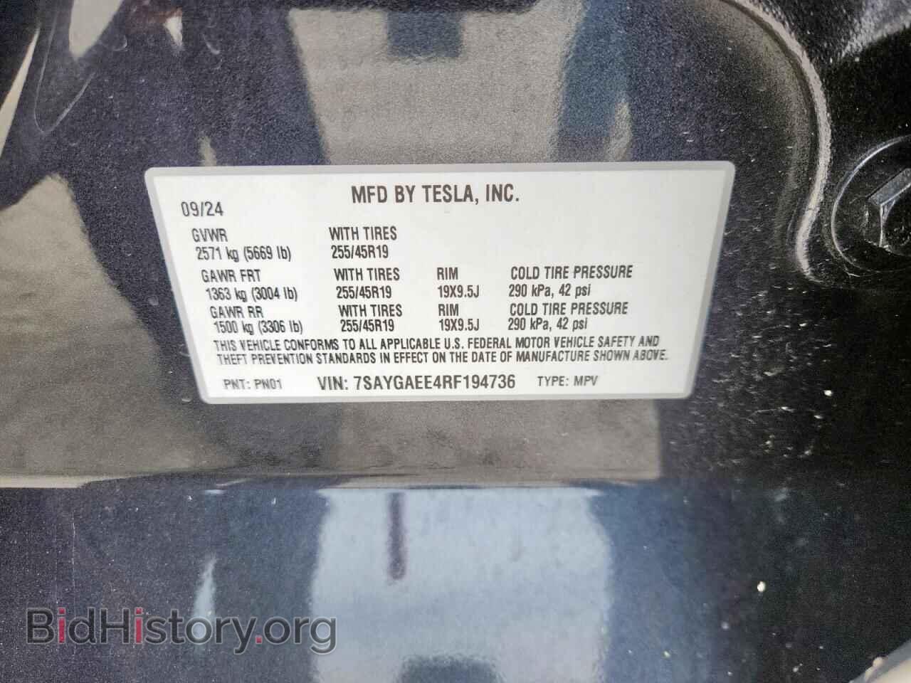 2024 TESLA MODEL Y - VIN: 7SAYGAEE4RF194736 - Фото 14