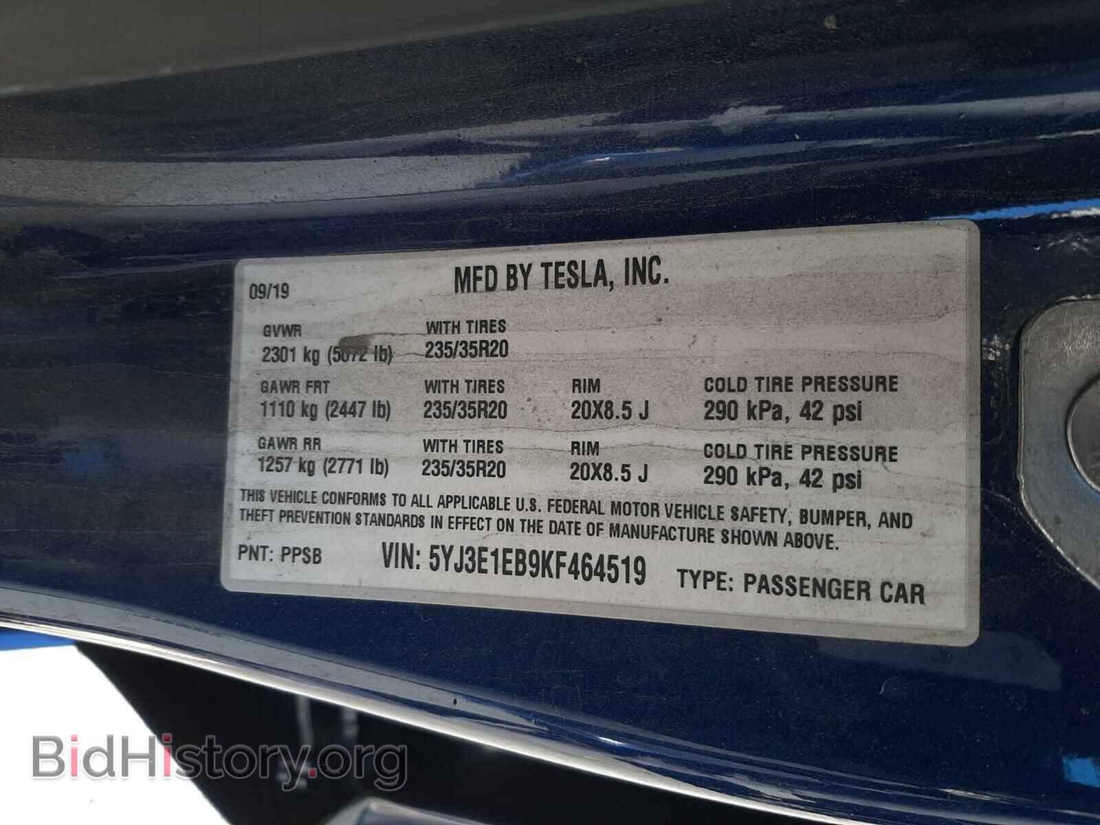 2019 TESLA MODEL 3 - VIN: 5YJ3E1EB9KF464519 - Photo 10