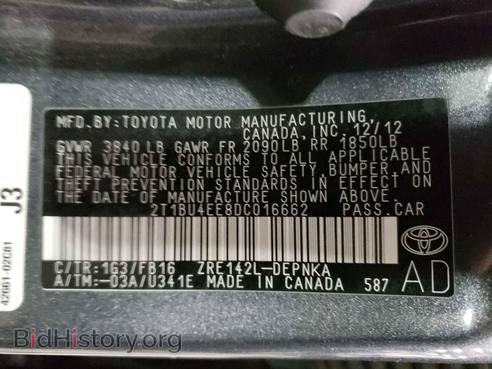 2013 TOYOTA COROLLA - VIN: 2T1BU4EE8DC016662 - Фото 10