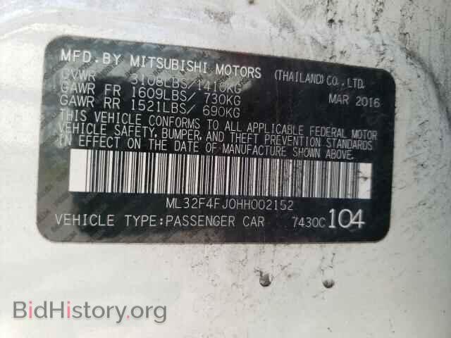 2017 MITSUBISHI MIRAGE - VIN: ML32F4FJ0HH002152 - Фото 10