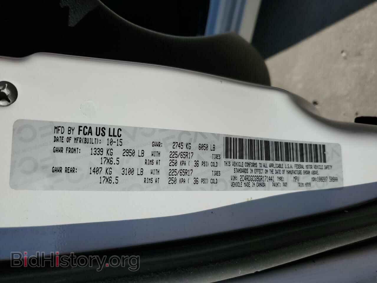 2016 DODGE CARAVAN - VIN: 2C4RDGCG9GR171441 - Фото 10