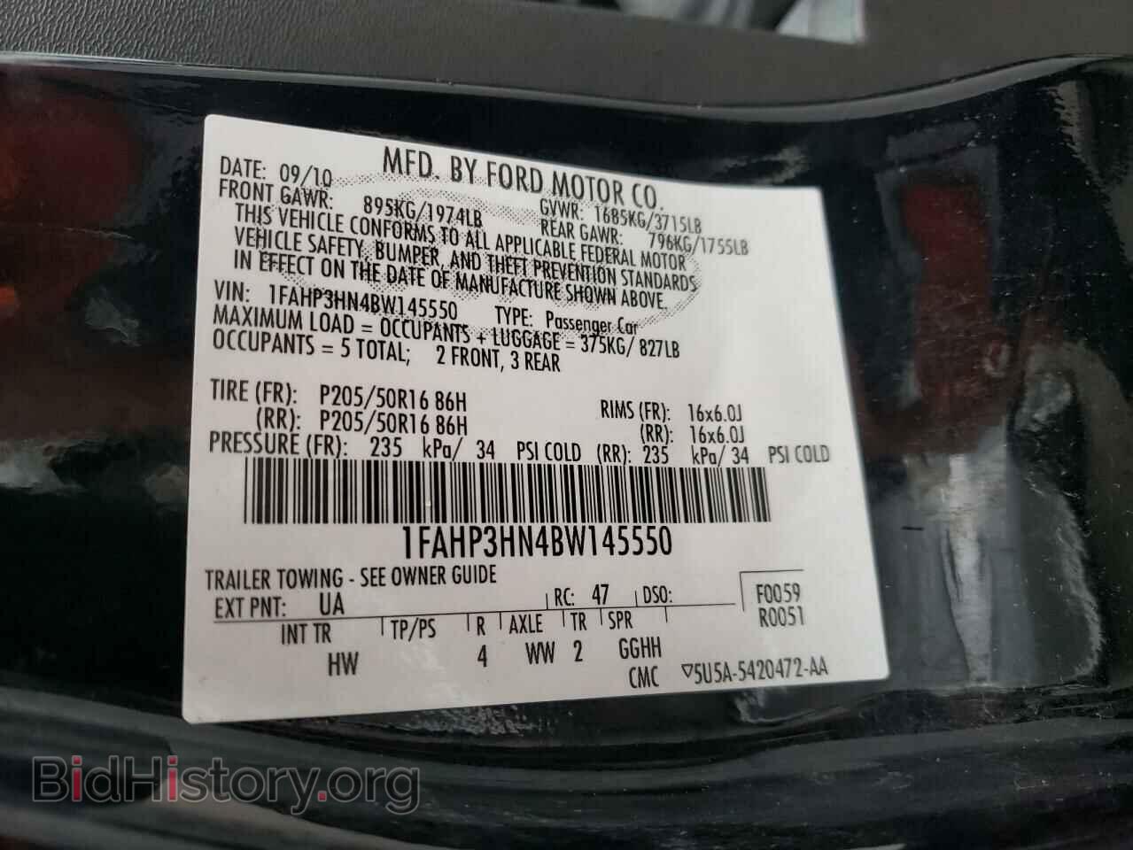 2011 FORD FOCUS - VIN: 1FAHP3HN4BW145550 - Фото 10