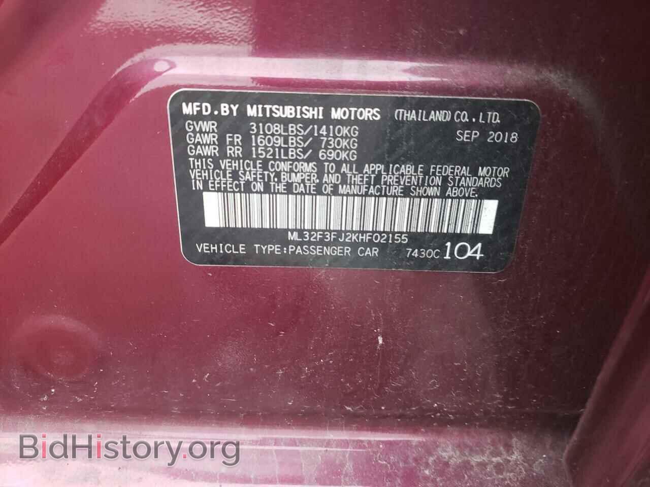 2019 MITSUBISHI MIRAGE - VIN: ML32F3FJ2KHF02155 - Фото 10