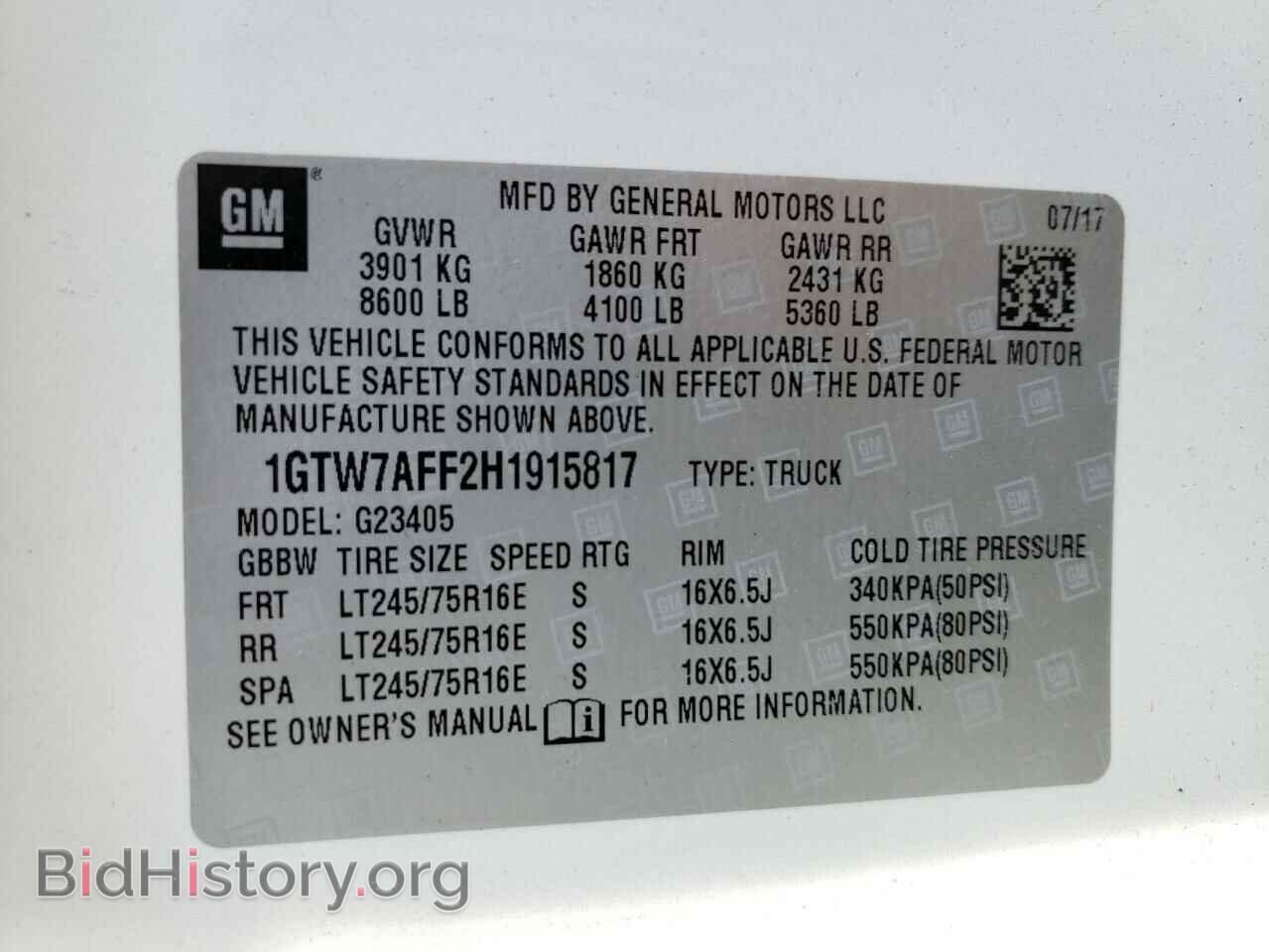 2017 GMC SAVANA - VIN: 1GTW7AFF2H1915817 - Фото 10