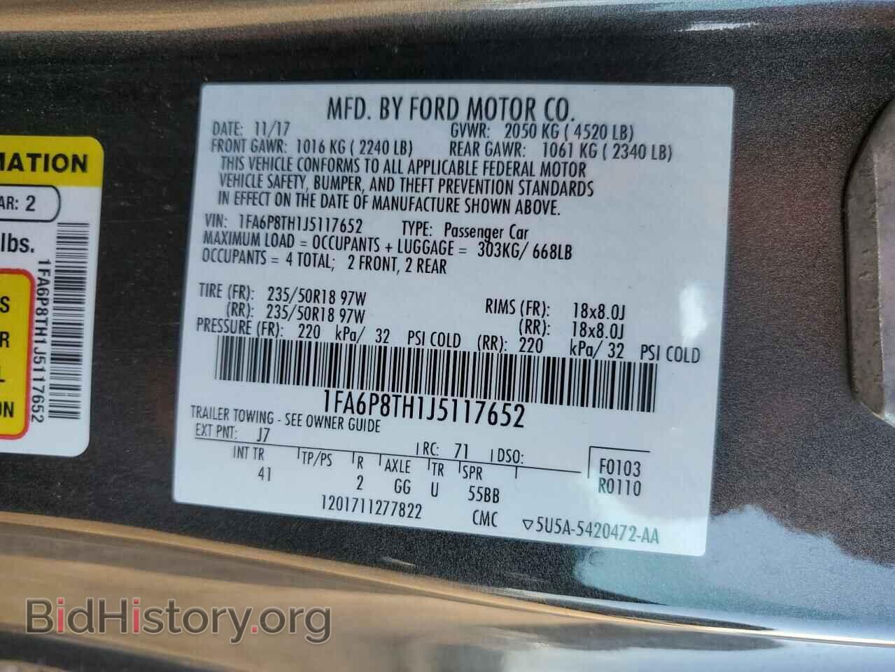 2018 FORD MUSTANG - VIN: 1FA6P8TH1J5117652 - Фото 10