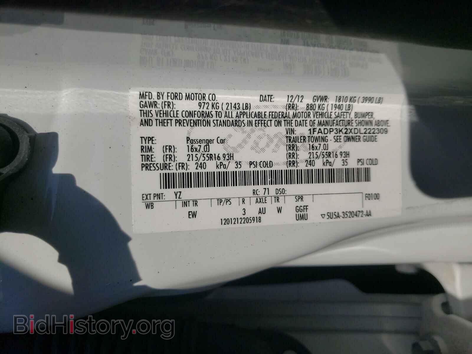 2013 FORD FOCUS - VIN: 1FADP3K2XDL222309 - Фото 10