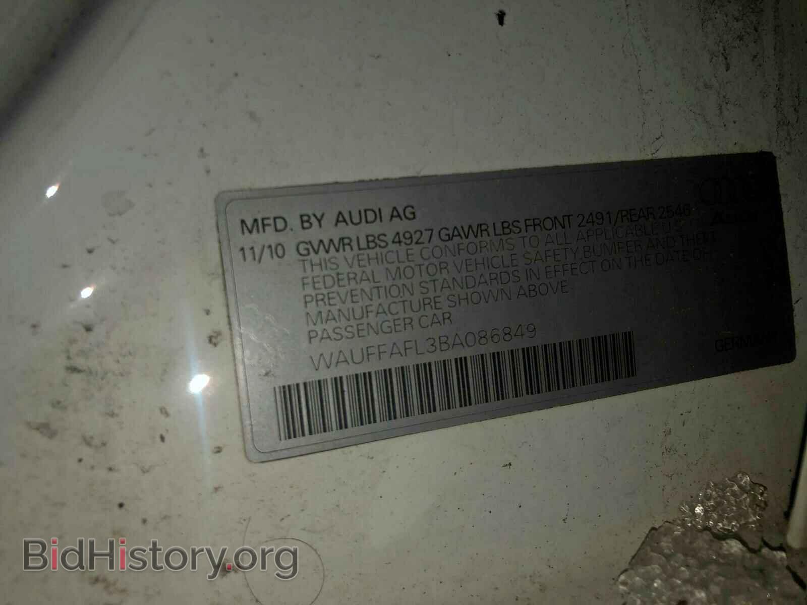 2011 AUDI A4 - VIN: WAUFFAFL3BA086849 - Фото 10