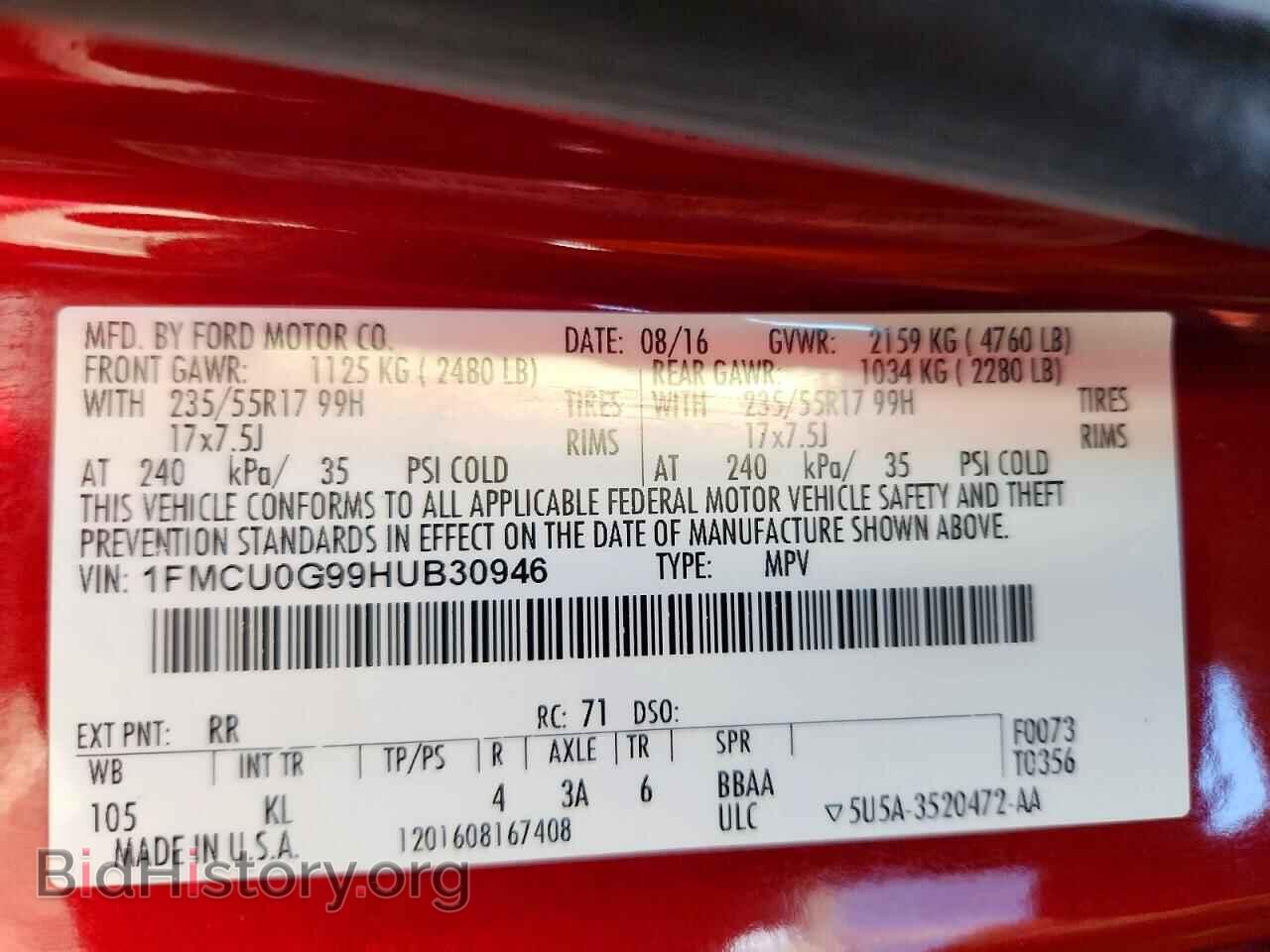 2017 FORD ESCAPE - VIN: 1FMCU0G99HUB30946 - Photo 13