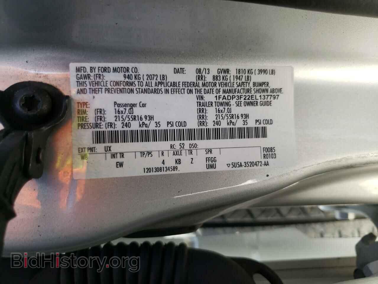 2014 FORD FOCUS - VIN: 1FADP3F22EL137797 - Фото 10