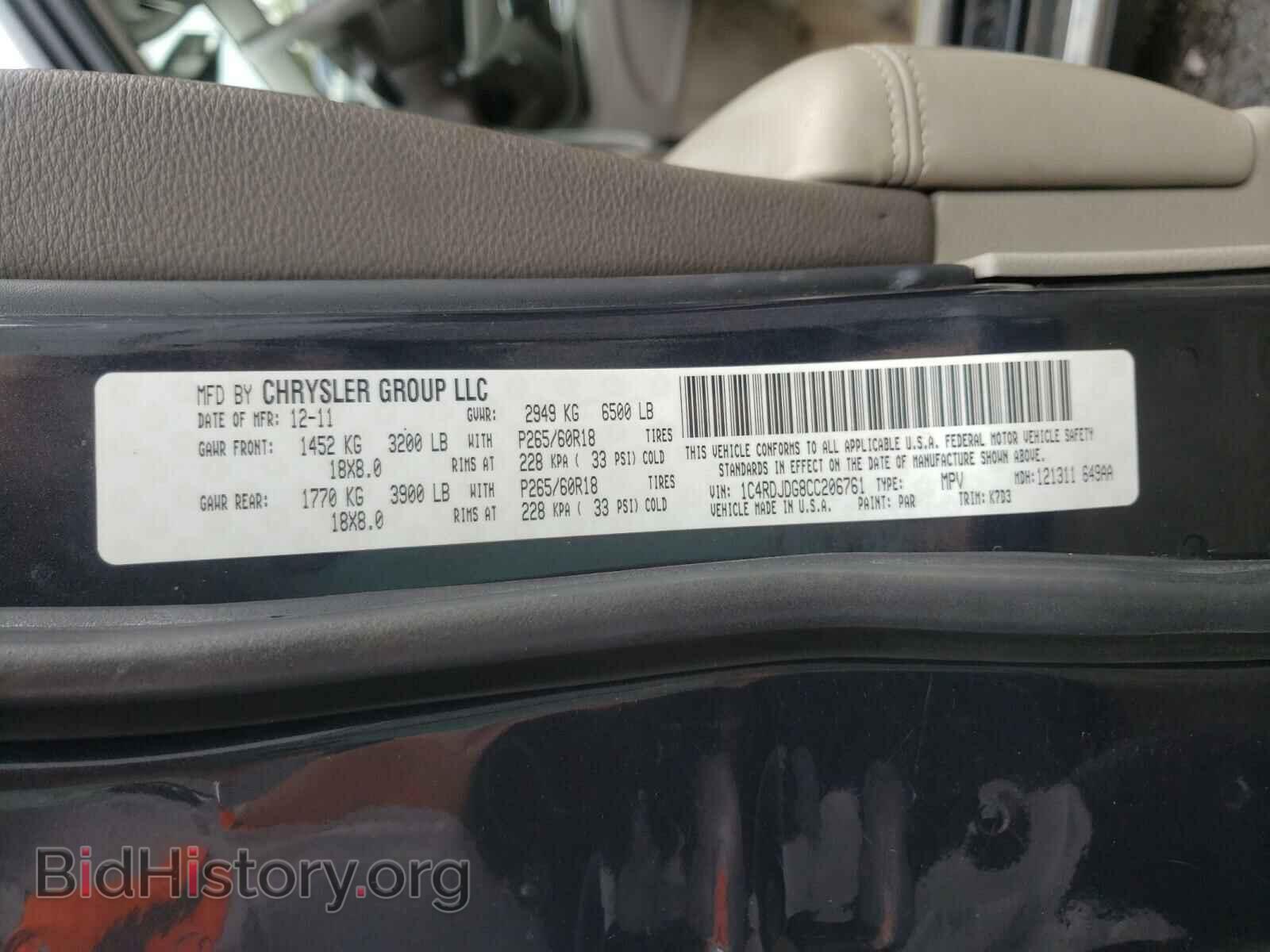 2012 DODGE DURANGO - VIN: 1C4RDJDG8CC206761 - Photo 10