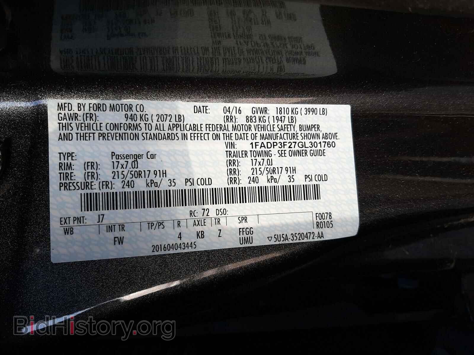 2016 FORD FOCUS - VIN: 1FADP3F27GL301760 - Photo 10