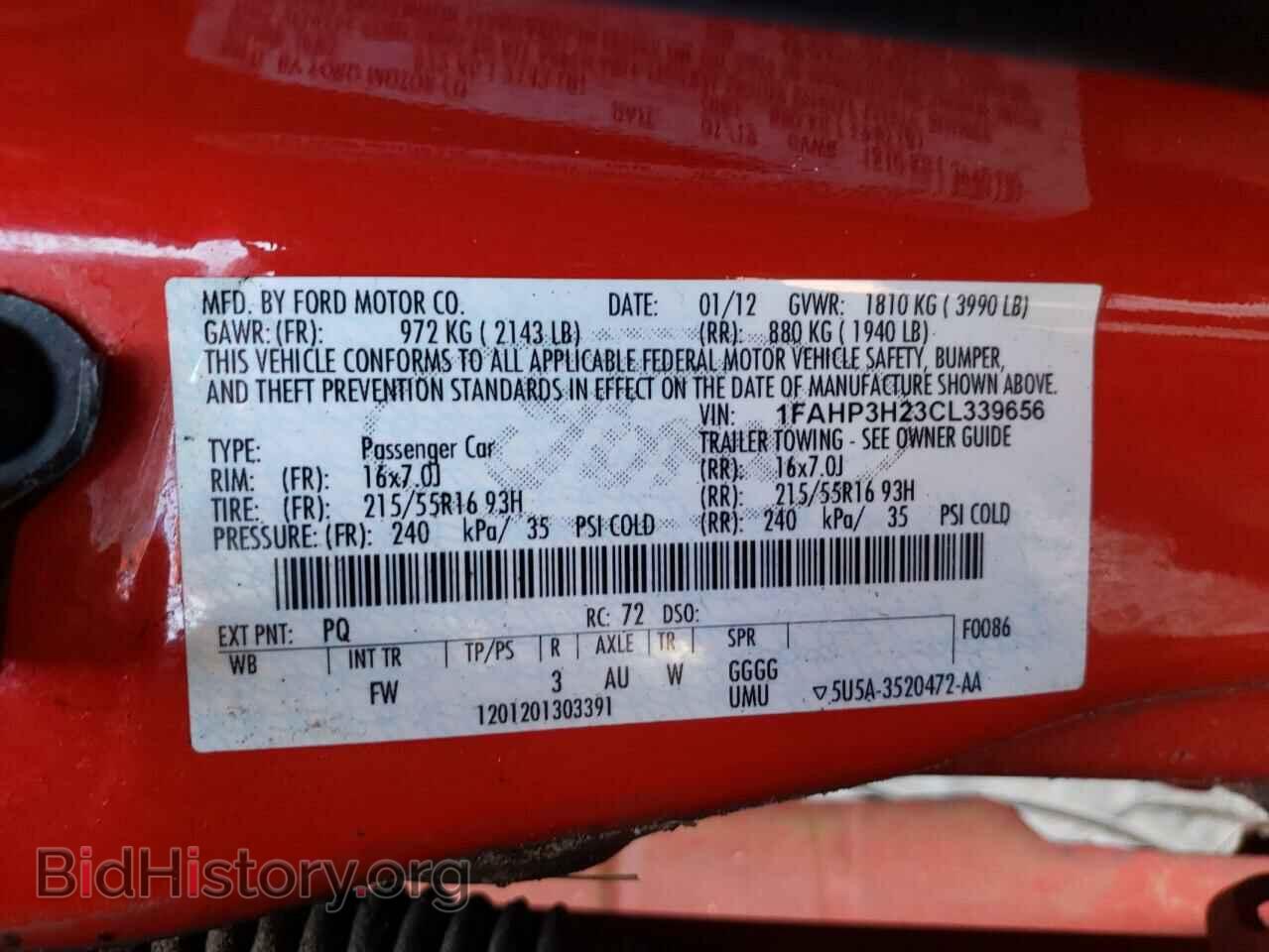 2012 FORD FOCUS - VIN: 1FAHP3H23CL339656 - Фото 10